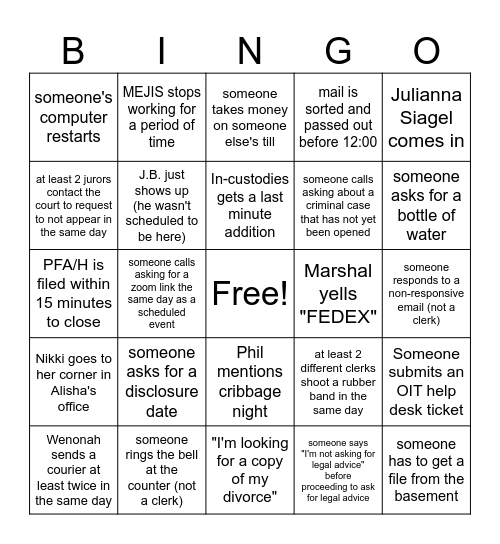 WESDC Bingo Card