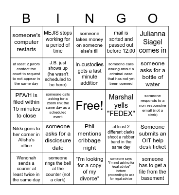 WESDC Bingo Card