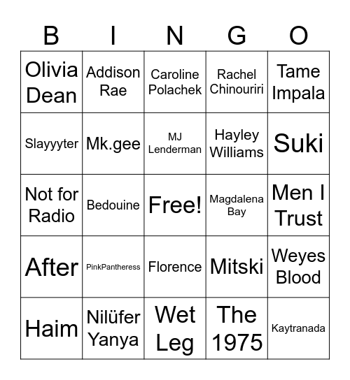 Hinterland Bingo Card