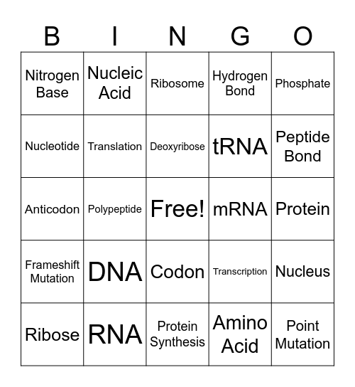 Unit 5 Bingo Card