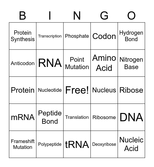 Unit 5 Bingo Card