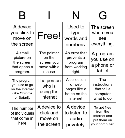 McPherson's Class Bingo Card