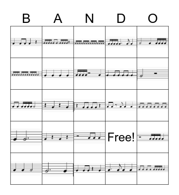 Rhythm Bingo Card