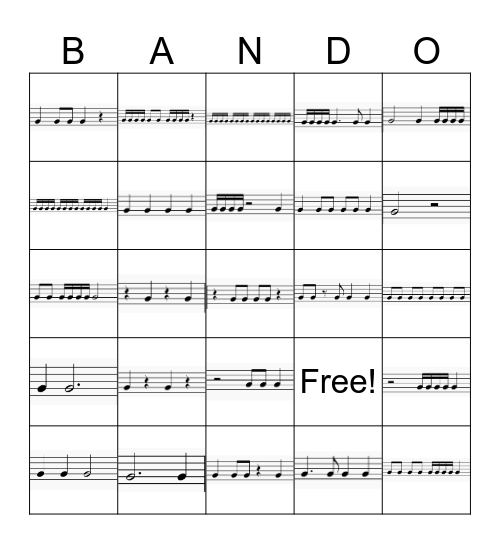 Rhythm Bingo Card