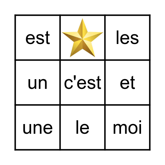 Mots-outils :) Bingo Card