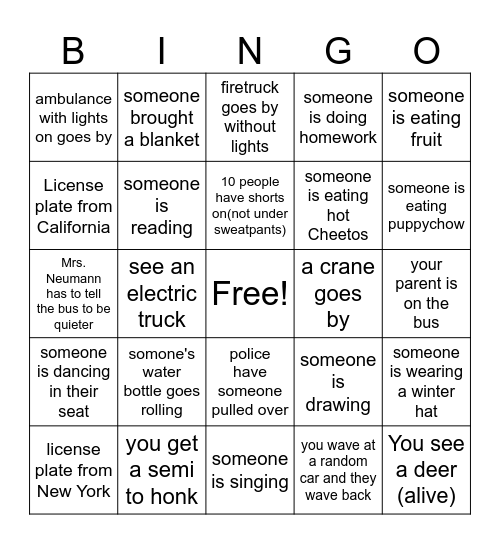 Kalahari Bingo Card