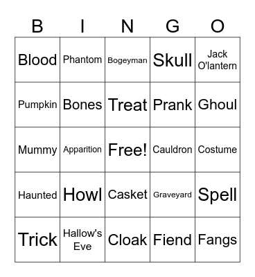 Spooky Bingo Card