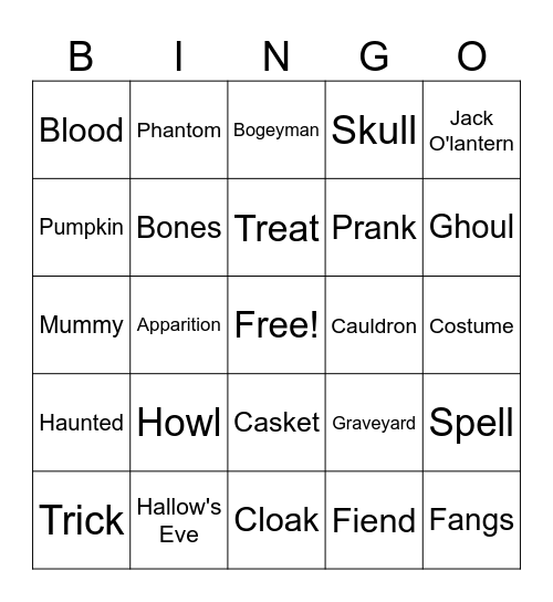 Spooky Bingo Card