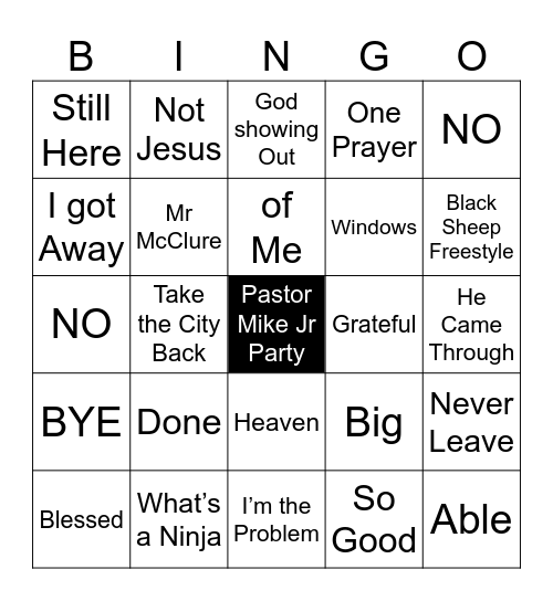 Pastor Mike Jr Party Bingo Card