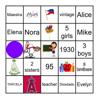 Tarcela's 95th Birthday! Bingo Card