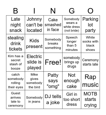 WEDDING BINGO Card