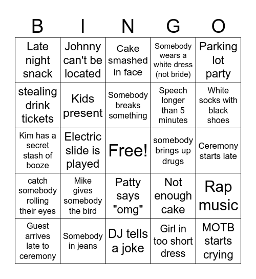 WEDDING BINGO Card
