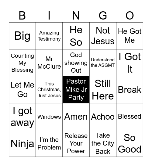 Pastor Mike Jr Party Bingo Card
