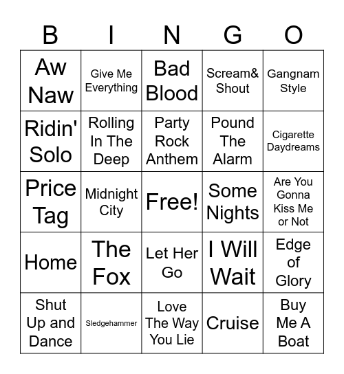 2010's Mix Bingo Card