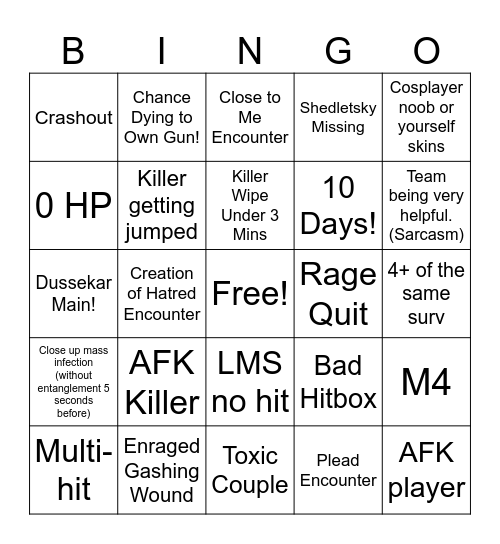 Forsaken Bingo! (Insipired by Veeter) Bingo Card