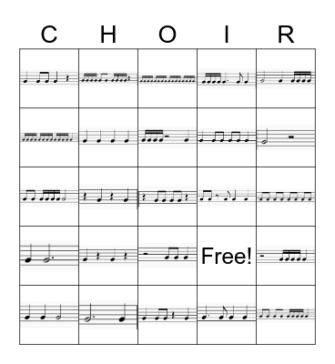 Rhythm Bingo Card