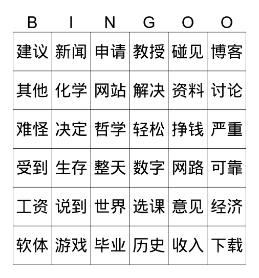 Gabriel/艾思强 Bingo Card