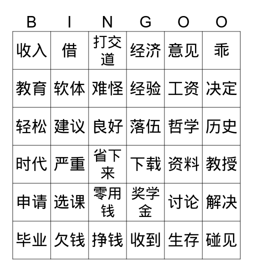 何沂倢 Bingo Card