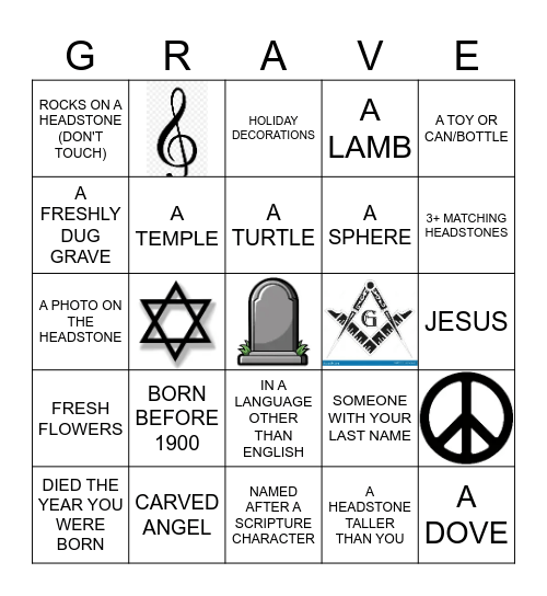 SOUTH JORDAN CEMETERY BINGO Card