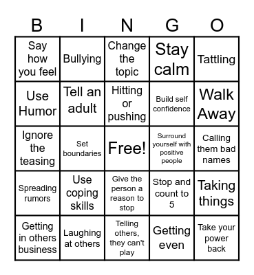 Teasing Bingo Card