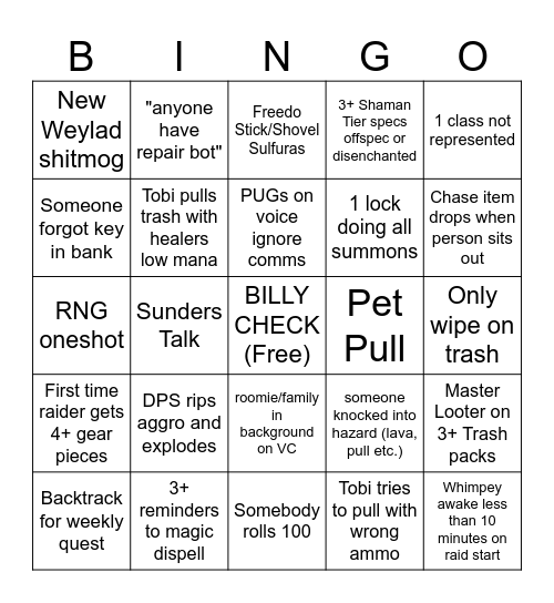 ETC EU Raid Bingo Card