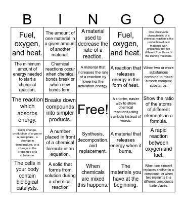 Chapter Five Vocab Bingo Card