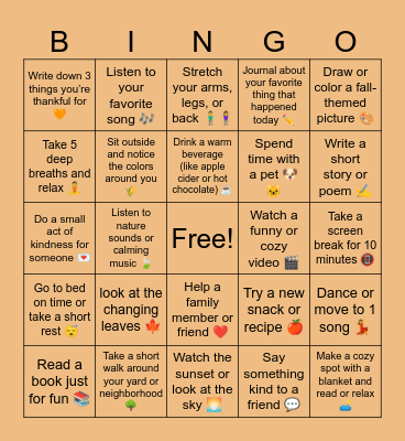 Pumpkin Spice for the Soul Bingo Card