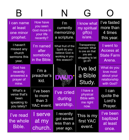 Y.A.C. KickBack Bingo Card