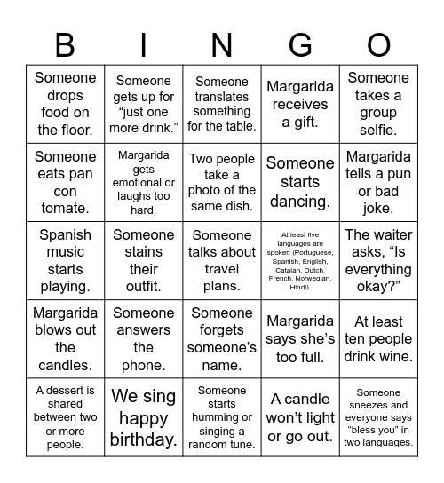 Maggie's Bingo Card