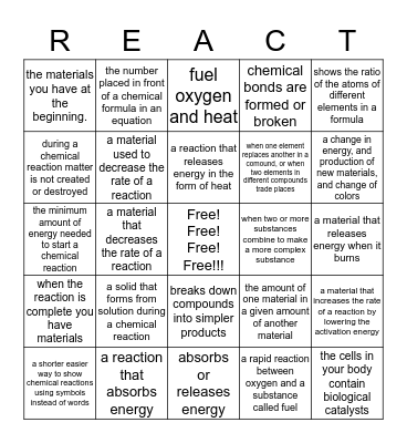science chapter 5 Bingo Card