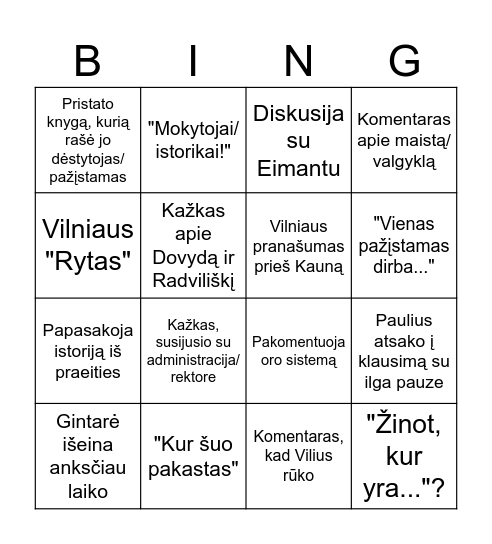 Nefo Bingo Card