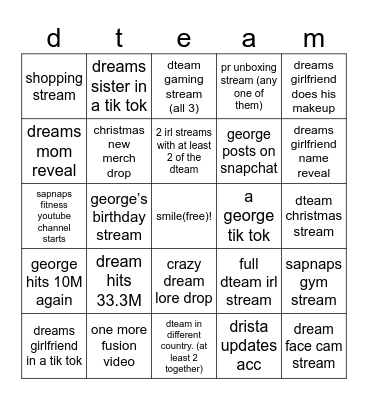 end of year dteam predictions Bingo Card