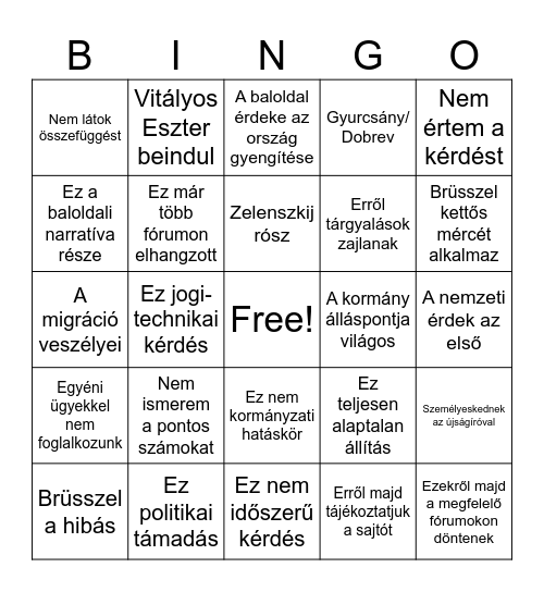 Gulyásgeri Bingo Card