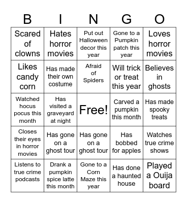 Spooky Bingo Card