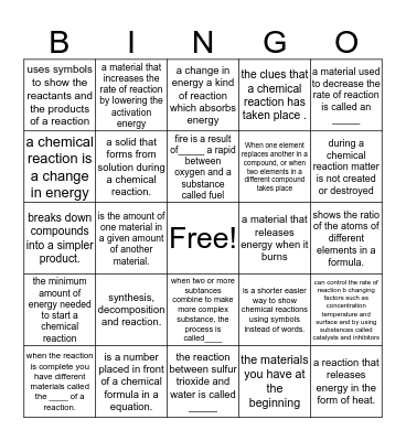 Science 5 Bingo Card