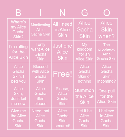 Nikke Livestream Bingo Card