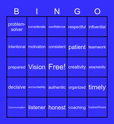 Leadership BINGO Card