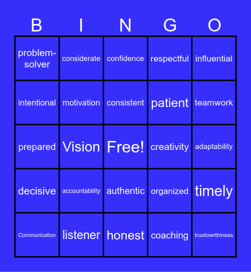 Leadership BINGO Card