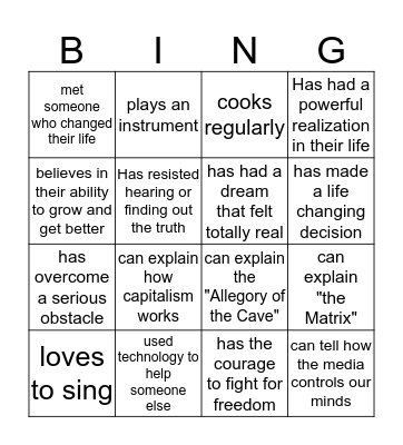 The Matrix Bingo  Bingo Card