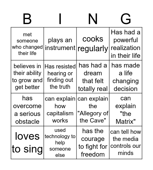 The Matrix Bingo  Bingo Card
