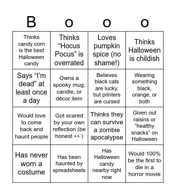 Halloween Bingo Card