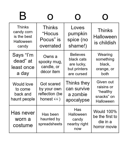 Halloween Bingo Card