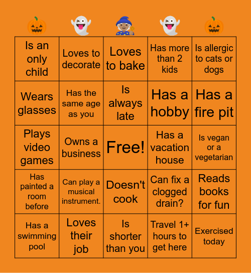 Find the Guest Bingo Card