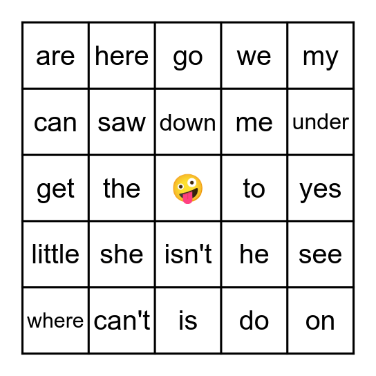 SIPPS Beginning Sight Words Bingo Card