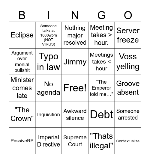 FED COUNCIL BINGOOOOO Bingo Card