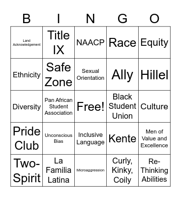 Diversity Bingo Card