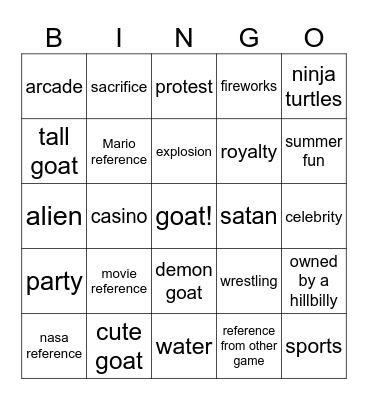 goat simulator bingo Card
