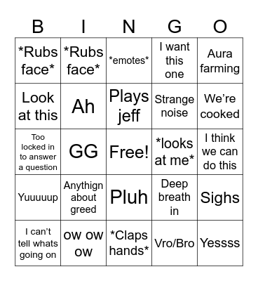 Richard Gaming Bingo Card