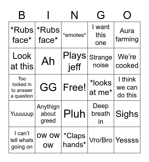 Richard Gaming Bingo Card
