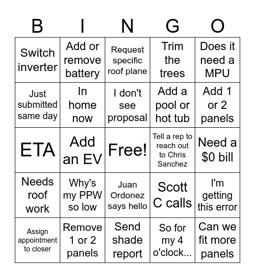 Proposal Dept Bingo Card